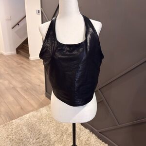 Old Navy Black Faux Leather Crop Top